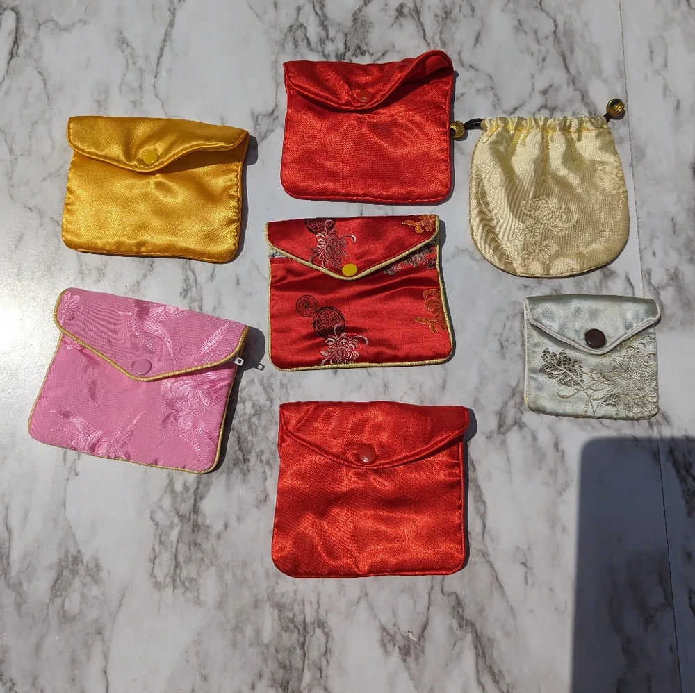 Fabric Small Snap Closure Bags Bundle Asian Inspired